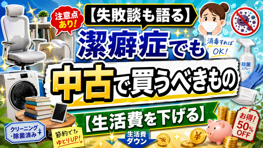 【失敗談も語る】潔癖症でも中古で買うべきもの【生活費を下げる】